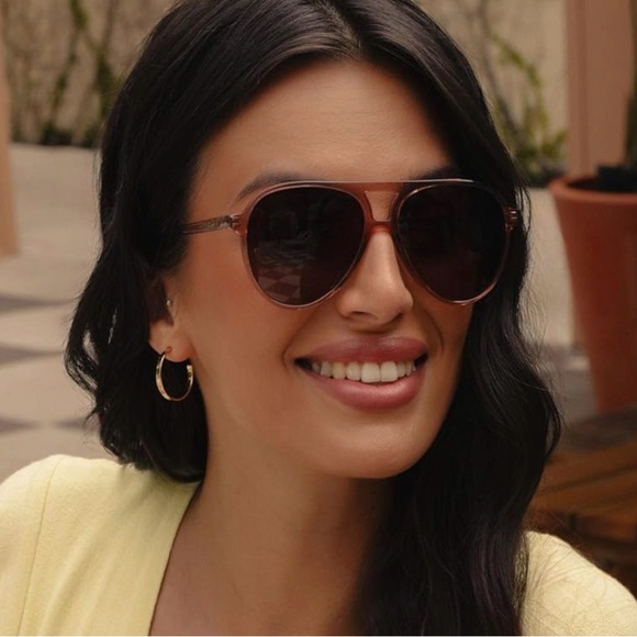DIFF Tosca II Oversized Aviator Brown Polarized Sunglasses